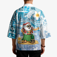 Hawaii Mele Kalikimaka Kimono Hula Santa Retro Style Blue - Polynesian Pride