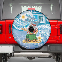 Hawaii Mele Kalikimaka Spare Tire Cover Hula Santa Retro Style Blue - Polynesian Pride