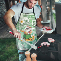 Hawaii Mele Kalikimaka Apron Hula Santa Retro Style Green - Polynesian Pride