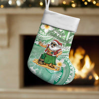 Hawaii Mele Kalikimaka Christmas Stocking Hula Santa Retro Style Green - Polynesian Pride