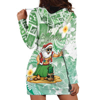 Hawaii Mele Kalikimaka Hoodie Dress Hula Santa Retro Style Green - Polynesian Pride
