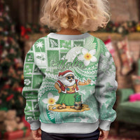 Hawaii Mele Kalikimaka Kid Ugly Christmas Sweater Hula Santa Retro Style Green - Polynesian Pride