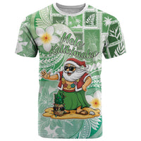 Hawaii Mele Kalikimaka T Shirt Hula Santa Retro Style Green - Polynesian Pride