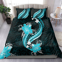 Aqua Polynesian Pattern With Tropical Flowers Bedding Set LT05 - Polynesian Pride