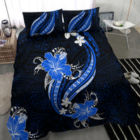 Blue Polynesian Pattern With Tropical Flowers Bedding Set LT05 - Polynesian Pride