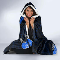 Blue Polynesian Pattern With Tropical Flowers Hooded Blanket LT05 - Polynesian Pride