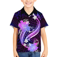Galaxy Polynesian Pattern With Tropical Flowers Family Matching Off Shoulder Long Sleeve Dress and Hawaiian Shirt LT05 Son's Shirt Galaxy - Polynesian Pride