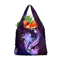 Galaxy Polynesian Pattern With Tropical Flowers Grocery Bag