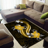 Gold Polynesian Pattern With Tropical Flowers Area Rug LT05 - Polynesian Pride