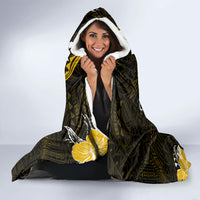 Gold Polynesian Pattern With Tropical Flowers Hooded Blanket LT05 - Polynesian Pride