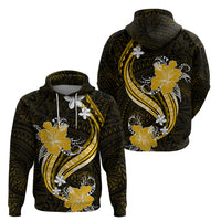 Gold Polynesian Pattern With Tropical Flowers Hoodie LT05 - Polynesian Pride