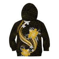 Gold Polynesian Pattern With Tropical Flowers Kid Hoodie LT05 - Polynesian Pride