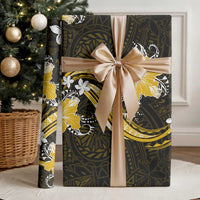 Gold Polynesian Pattern With Tropical Flowers Wrapping Paper - Polynesian Pride