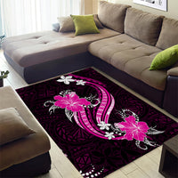 Pink Polynesian Pattern With Tropical Flowers Area Rug LT05 - Polynesian Pride