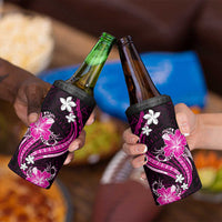 Pink Polynesian Pattern With Tropical Flowers 4 in 1 Can Cooler Tumbler