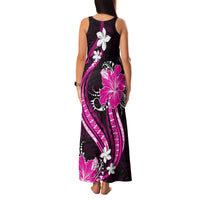 Pink Polynesian Pattern With Tropical Flowers Family Matching Tank Maxi Dress and Hawaiian Shirt LT05 - Polynesian Pride