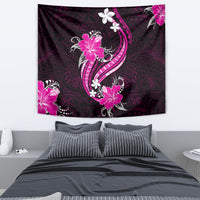 Pink Polynesian Pattern With Tropical Flowers Tapestry LT05 - Polynesian Pride