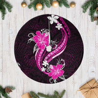 Pink Polynesian Pattern With Tropical Flowers Tree Skirt