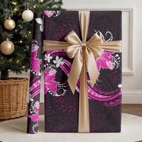Pink Polynesian Pattern With Tropical Flowers Wrapping Paper - Polynesian Pride