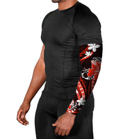Red Polynesian Pattern With Tropical Flowers Arm Sleeves - Polynesian Pride