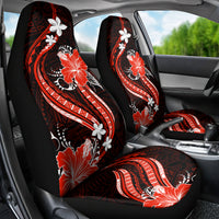 Red Polynesian Pattern With Tropical Flowers Car Seat Cover LT05 - Polynesian Pride