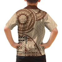 Samoa Siapo Pattern Simple Style Family Matching Off Shoulder Short Dress and Hawaiian Shirt LT05 - Polynesian Pride