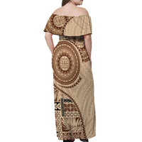 Samoa Siapo Pattern Simple Style Off Shoulder Maxi Dress LT05 - Polynesian Pride
