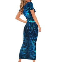 New Zealand Matariki Short Sleeve Bodycon Dress Maori New Year LT05 - Polynesian Pride
