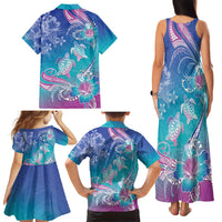 Polynesia Sea Turtle Couple Family Matching Tank Maxi Dress and Hawaiian Shirt Love Is Life