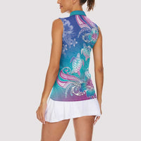 Polynesia Sea Turtle Couple Women Sleeveless Polo Shirt Love Is Life