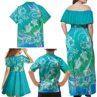 Polynesia Sea Turtle Couple Family Matching Off Shoulder Maxi Dress and Hawaiian Shirt I Am Turtley In Love With You