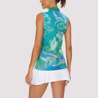 Polynesia Sea Turtle Couple Women Sleeveless Polo Shirt I Am Turtley In Love With You