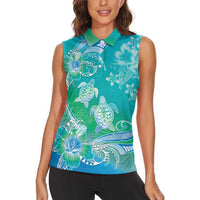 Polynesia Sea Turtle Couple Women Sleeveless Polo Shirt I Am Turtley In Love With You