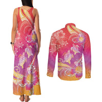Polynesia Sea Turtle Couple Couples Matching Tank Maxi Dress and Long Sleeve Button Shirt One Soul One Love