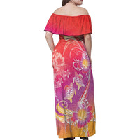 Polynesia Sea Turtle Couple Family Matching Off Shoulder Maxi Dress and Hawaiian Shirt One Soul One Love