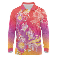 Polynesia Sea Turtle Couple Long Sleeve Polo Shirt One Soul One Love