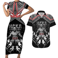 New Zealand Aotearoa Couples Matching Short Sleeve Bodycon Dress and Hawaiian Shirt Traditional Kapa Haka
