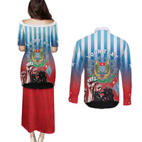 Personalised Free West Papua Couples Matching Puletasi and Long Sleeve Button Shirt One People One Soul Unique Style - Polynesian Pride