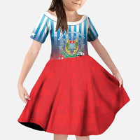 Personalised Free West Papua Family Matching Short Sleeve Bodycon Dress and Hawaiian Shirt One People One Soul Unique Style LT05 Daughter's Dress Blue - Polynesian Pride