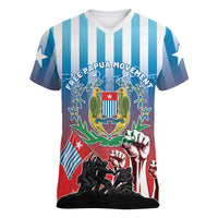 Personalised Free West Papua Women V-Neck T-Shirt One People One Soul Unique Style - Polynesian Pride