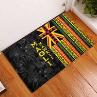 Hawaii Maoli Spirit Rubber Doormat Kakau Pattern With Flower Lei - Polynesian Pride