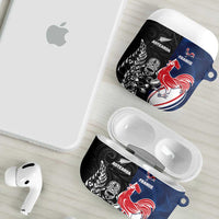 France And New Zealand Rugby AirPods Case Les Bleus Rooster With Maori Tiki LT05 - Polynesian Pride