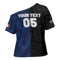 France And New Zealand Rugby Custom Cross Shoulder Shirt Les Bleus Rooster With Maori Tiki LT05 - Polynesian Pride