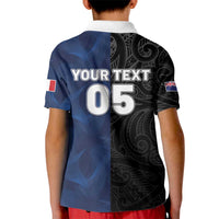 France And New Zealand Rugby Custom Kid Polo Shirt Les Bleus Rooster With Maori Tiki LT05 - Polynesian Pride