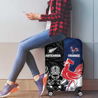 France And New Zealand Rugby Luggage Cover Les Bleus Rooster With Maori Tiki LT05 - Polynesian Pride