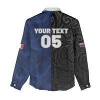 France And New Zealand Rugby Custom Women Casual Shirt Les Bleus Rooster With Maori Tiki LT05 - Polynesian Pride