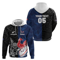France And New Zealand Rugby Custom Zip Hoodie Les Bleus Rooster With Maori Tiki LT05 - Polynesian Pride