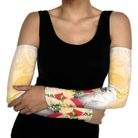 New Zealand Aotearoa Cockatoo Arm Sleeves Maori Pattern With Pohutukawa Flowers