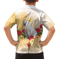 New Zealand Aotearoa Cockatoo Family Matching Long Sleeve Bodycon Dress and Hawaiian Shirt Maori Pattern With Pohutukawa Flowers LT05 - Polynesian Pride