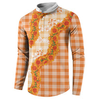 Orange Hawaii Palaka Button Sweatshirt Hawaiian Ilima Lei